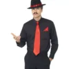 Kit da gangster rosso: cappello, cravatta e fazzoletto