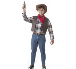 Kit da pistolero da cowboy per uomo: gilet, bandana e cappello
