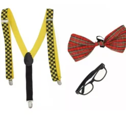 Kit da scolaretta: bretelle, papillon e occhiali