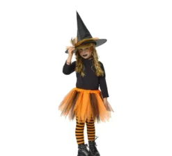 Kit da strega per bambini: tutù e cappello arancioni