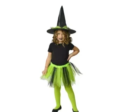 Kit da strega per bambini: tutù verde e cappello