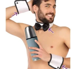 Kit da stripper: 2 braccialetti e collo con papillon