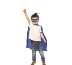 Kit da supereroe blu per bambini: mantello e maschera