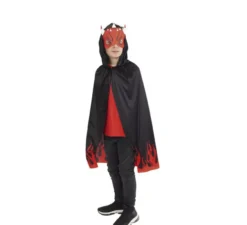 Kit da supereroe demone per bambini: mantello e maschera stampati