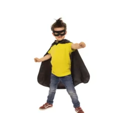 Kit da supereroe nero per bambini: mantello e maschera
