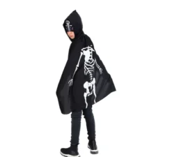 Kit da supereroe scheletro bambino: mantello e maschera stampati