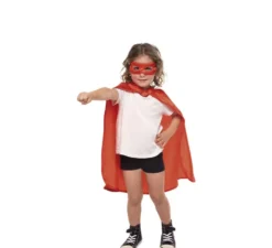 Kit da supereroina rossa per bambini: mantello e maschera