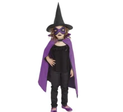 Kit da supereroina strega bambina: mantello, maschera e cappello