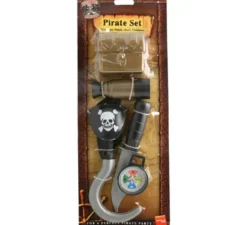 Kit dei pirati: bussola, pinza, coltello, toppa, cannocchiale e torace