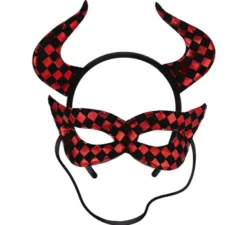 Kit del diavolo: fascia e maschera nera e rossa