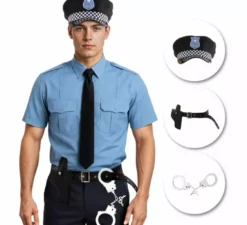 Kit della polizia: cintura, berretto e manette