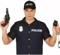 Kit della polizia: pistola, granata, manette e distintivo