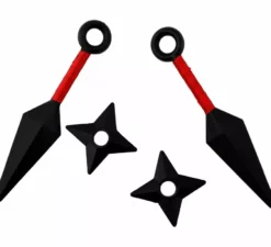 Kit di armi Ninja: 2 Kunai e 2 stelle di plastica