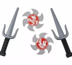 Kit di armi Ninja: 2 pugnali e 2 stelle di plastica