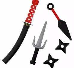 Kit di armi Ninja: pugnali, kunai , spada e 2 stelle di plastica