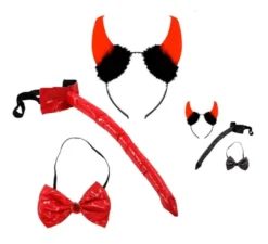 Kit Diavolo: Cerchietto, Papillon e Coda colori assortiti