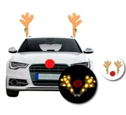 Kit di corna di renna e decorazione per il naso dell'auto con luce