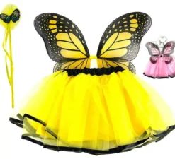 Kit farfalla per bambina in colori assortiti: Ali, Bacchetta e Tutù
