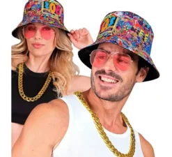 Kit Funky anni '80 : cappello, occhiali e collana