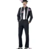 Kit gangster: bretelle, cravatta, cappello, leggings e baffi