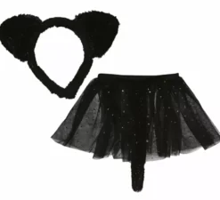 Kit gattino nero per bambini: fascia per capelli e gonna