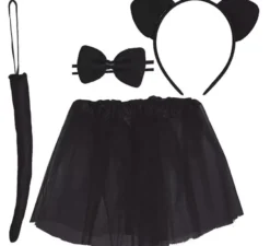 Kit Gattino per Bambini: Tutù, Cerchietto, Papillon e Coda 30 cm