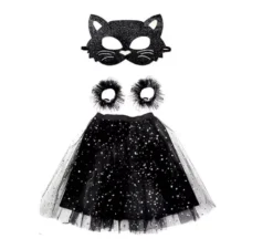 Kit Gatto Nero: Tutù, Braccialetti e Maschera