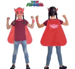 Kit Gufetta Pj Masks per Bambini: Maschera, mantello e braccialetto