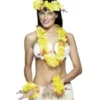 Kit hawaiano giallo: collana, fascia e bracciali