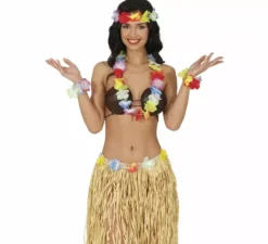 Kit hawaiano multicolore: collana, copricapo e braccialetti