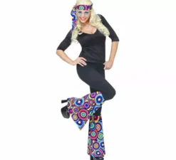 Kit Hippie anni '70 Blue Bubbles per adulti: fascia per capelli e scaldamuscoli