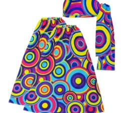 Kit Hippie anni '70 Blue Bubbles per adulti: fascia per capelli e scaldamuscoli