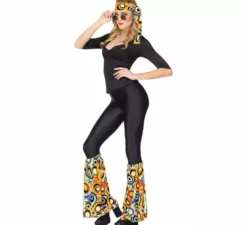 Kit Hippie anni '70 Multicolor Bubbles per adulti: fascia per capelli e scaldamuscoli