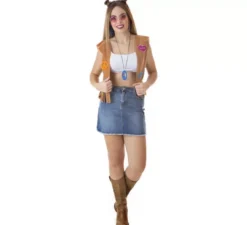 Kit hippie marrone per donna: gilet e fascia
