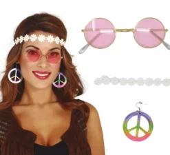 Kit hippie: nastro, occhiali e orecchini