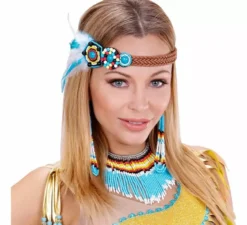 Kit indiano nativo: collana, orecchini e nastro