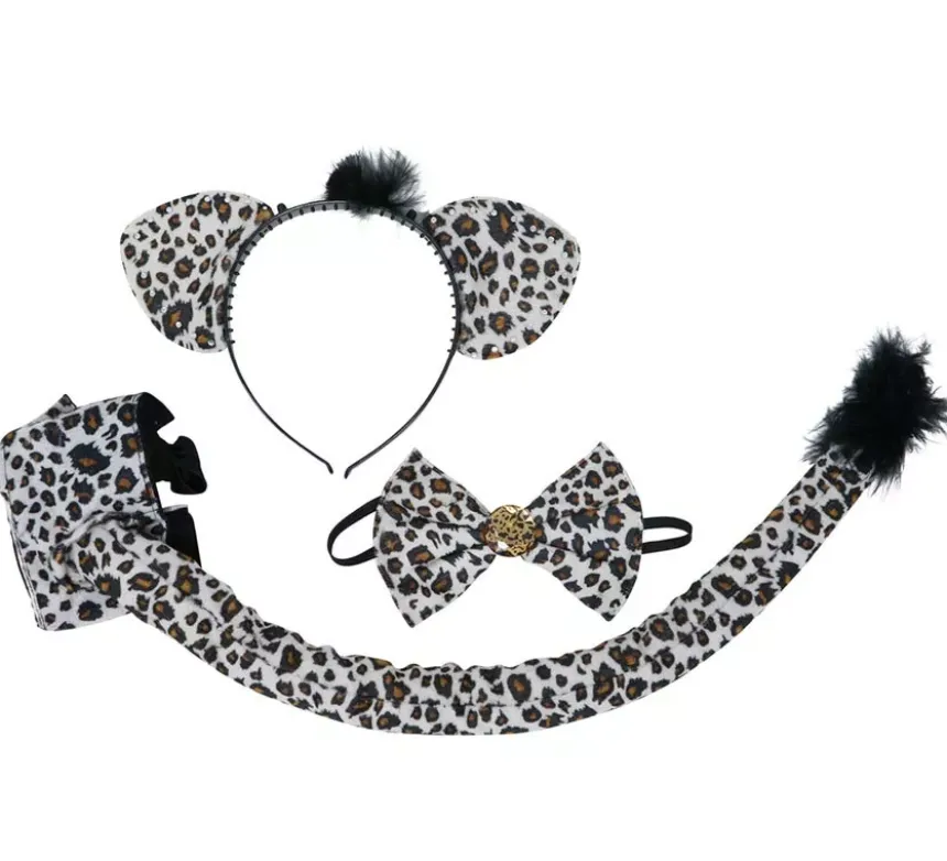 Kit leopardo: orecchie, papillon e coda