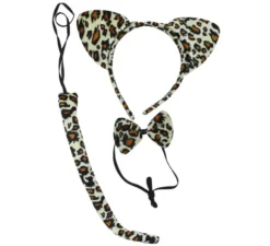 Kit leopardo: orecchio, papillon e coda
