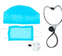 Kit medico: berretto, maschera, stetoscopio e riflettore