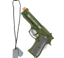 Kit Militare: Pistola giocattolo con luci e suoni e Cordino con Piastre
