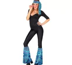Kit moda anni '60 mandala blu per adulti : fascia e scaldamuscoli