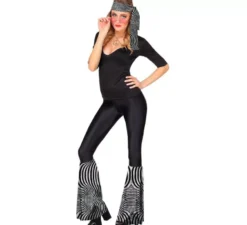 Kit moda per adulti con stampa zebrata argento anni '70: fascia e scaldamuscoli