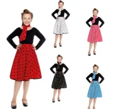 Kit o Costume anni '50 in vari colori per bambina: Gonna e Sciarpa
