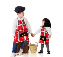 Kit o costume da castagno a quadretti rossi per bambini