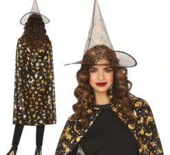 Kit o Costume da Strega: Cappello e Mantello 110 cm