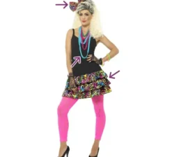 Kit party anni 80: gonna, cravatta e collana per donna