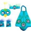 Kit Pavone Blu per bambini: Maschera, Cerchietto, Braccialetti e Ali