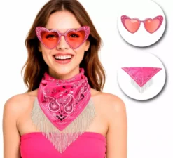 Kit per addio al nubilato rosa per donne: sciarpa e occhiali