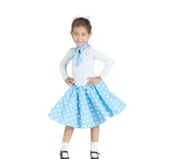 Kit pin up blu per bambina: gonna e foulard