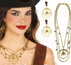 Kit pirata adulto: orecchini e collana metallica